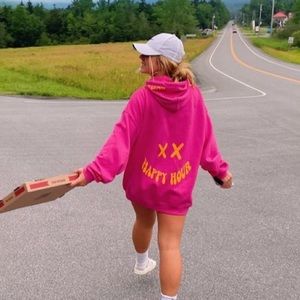 Ludic Closet Happy Hour Hoodie Hot Pink and Orange